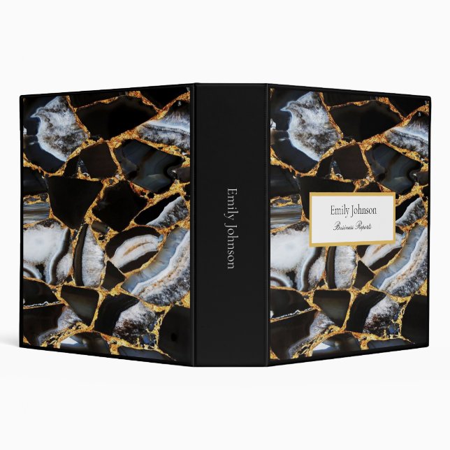 golden white and black marble 3 ring binder (Background)