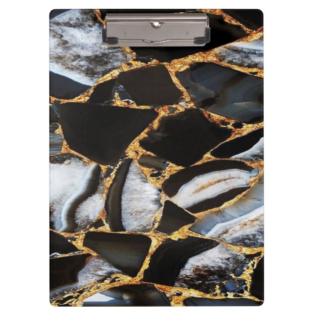 Golden white and black marble  clipboard (Front)
