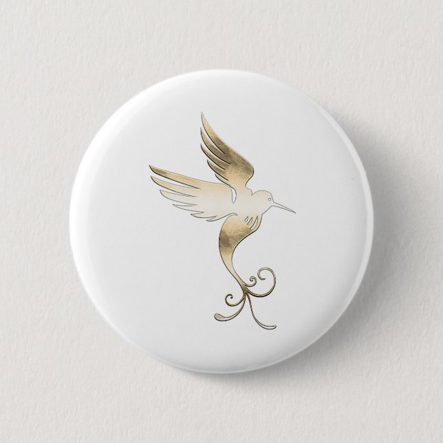 Golden White Bird Button (Front)