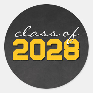 Golden & White Chalkboard Graduation Stickers