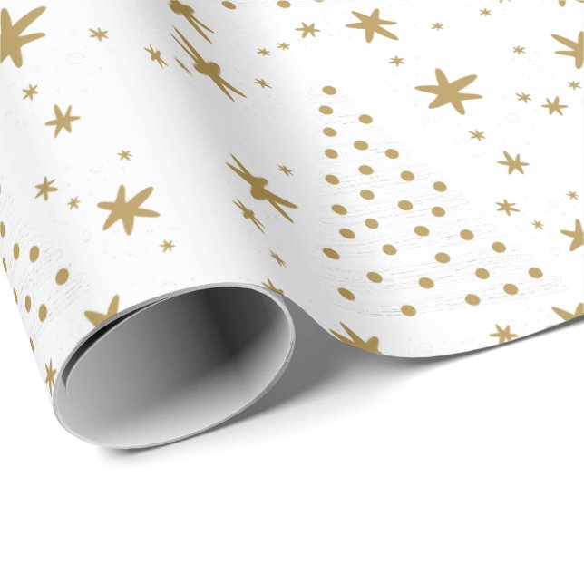 Golden White Elegant Simple Christmas  Wrapping Paper (Roll Corner)