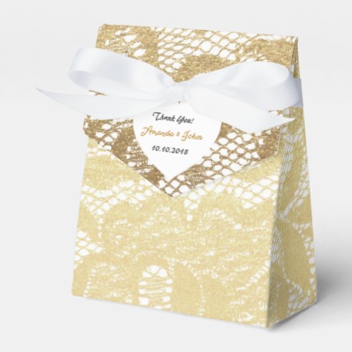 Golden White Lace Wedding Favor Thank You Favor Boxes