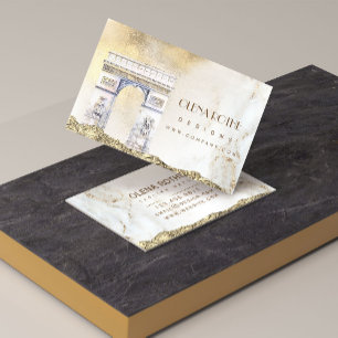 Golden white marble Designer Scribble Business Card
