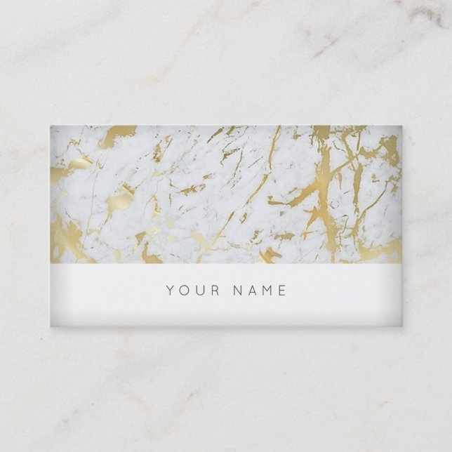 Golden White Marble Vip Business Card (Front)