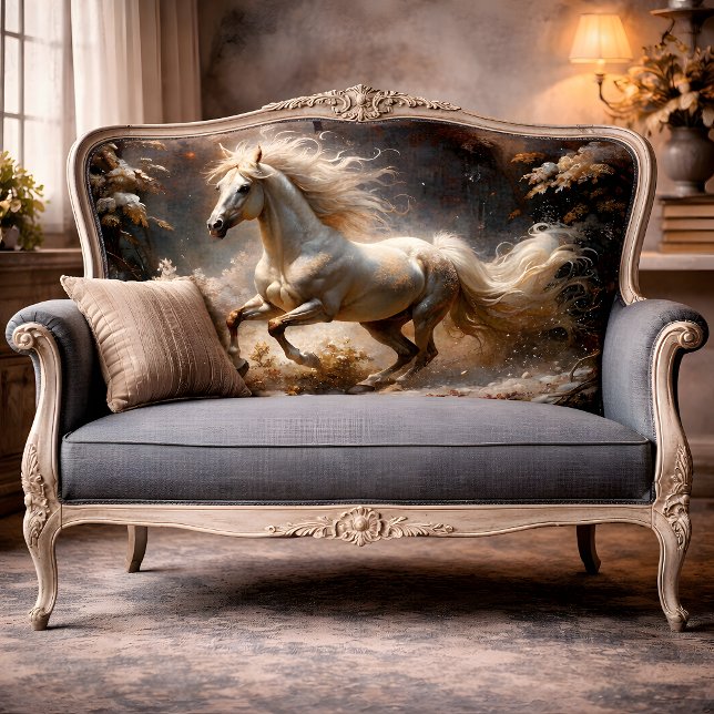 Golden White Stallion Enchanted Forest Decoupage Tissue Paper (Golden White Stallion In Enchanted Forest Decoupage Tissue Paper)