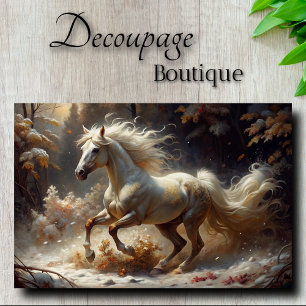 Golden White Stallion Enchanted Forest Decoupage Tissue Paper
