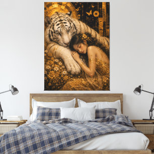 Golden White Tiger Eternal Guardian Fantasy Art Canvas Print