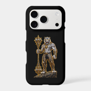 Golden White Tiger King Warrior - Black Gold Triba iPhone 17 Pro Case