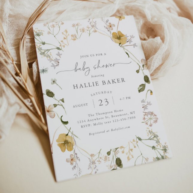 Golden Wildflower Baby Shower Invitation (Creator Uploaded)