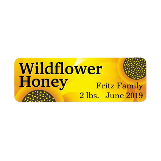 Golden Wildflower Floral Honey Jar Label (Front)