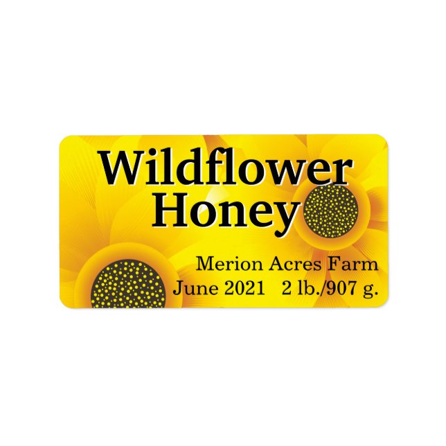 Golden Wildflower Honey Jar Label (Front)