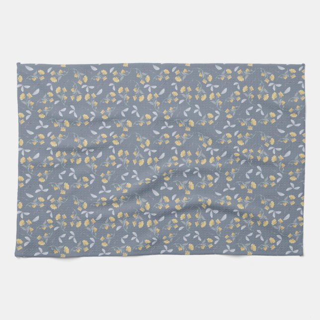 Golden Wildflower on Slate Kitchen Towel (Horizontal)