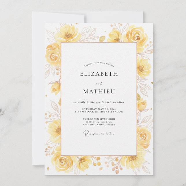 Golden Wildflower Wedding Invitation (Front)