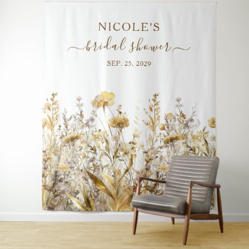 Golden Wildflowers Fall Bridal Shower Backdrop