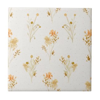 Golden Wildflowers Speckle Ceramic Tile