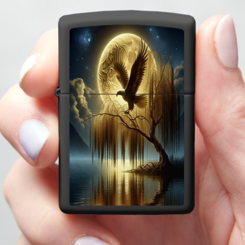 Golden Willow Tree and Eagle Zippo Lighter