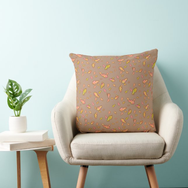 Golden Windfall Brown on Fawn Throw Pillow (Chair)