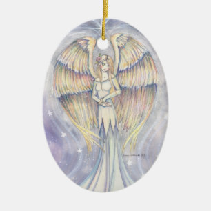 Golden Wing Angel Fantasy Art Ceramic Ornament