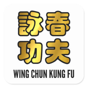Golden Wing Chun Kung Fu Chinese Characters Square Sticker