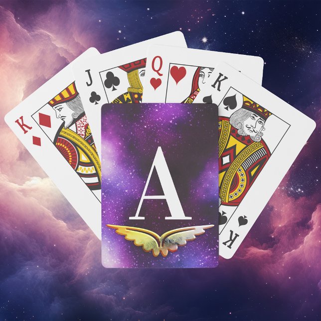 Golden Wing Purple Galaxy Monogram Poker Cards (Creator Uploaded)