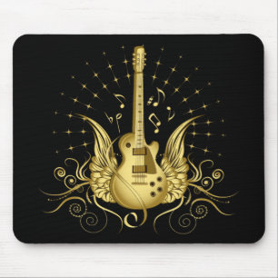 Golden Winged Guitar Mouse Pad