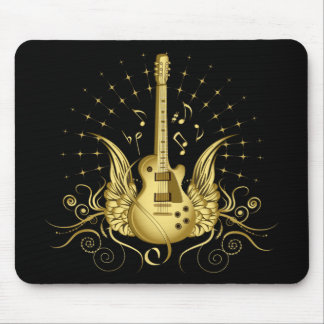 Golden Winged Guitar Mouse Pad
