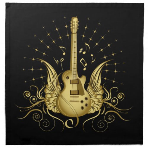 Golden Winged Guitar Napkin