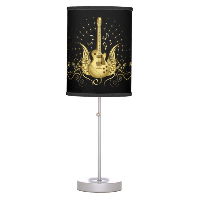 Golden Winged Guitar Table Lamp (Front)