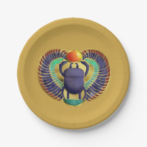 Golden Winged Scarab Paper Plates