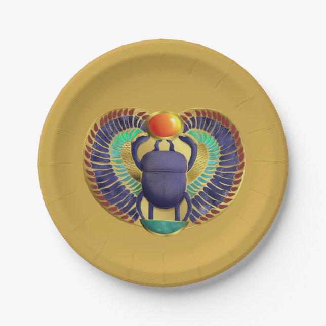 Golden Winged Scarab Paper Plates (Front)