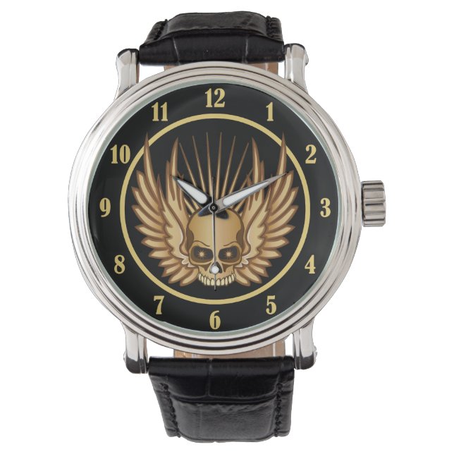 Golden Winged Skull Watch (Front)