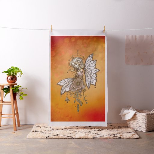 Golden wings and blooming dreams,the magical fairy fabric