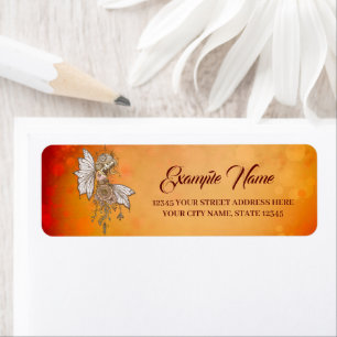 Golden wings and blooming dreams,the magical fairy label