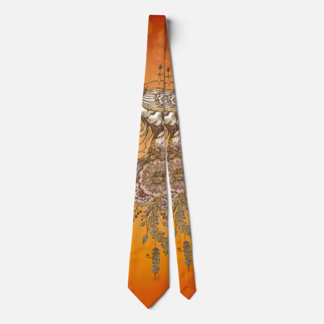 Golden wings and blooming dreams,the magical fairy neck tie (Front)