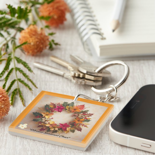 "Golden Winter Flowers" Keychain (Front Right)