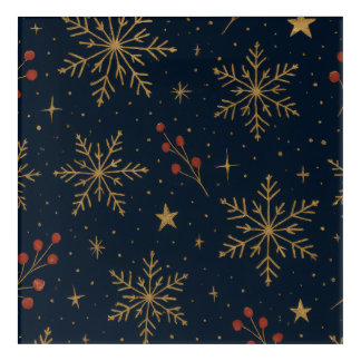 Golden Winter Glow Pattern | Holiday Acrylic Print