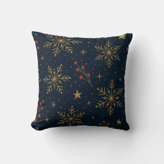 Golden Winter Glow Pattern | Holiday Throw Pillow