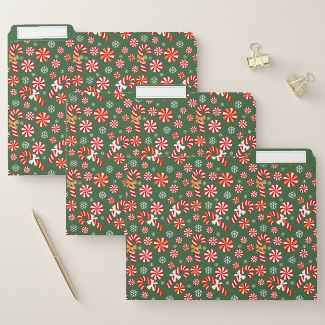Golden Winter Sweet Snowfall Candy Cane File Folder (Set)