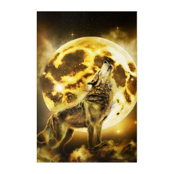 Golden Wolf Acrylic Print by CBgreetingsndesigns at Zazzle