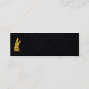 Golden Wolf Head black mini business card vert