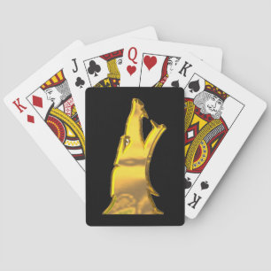 Golden Wolf Head black Poker playing cards