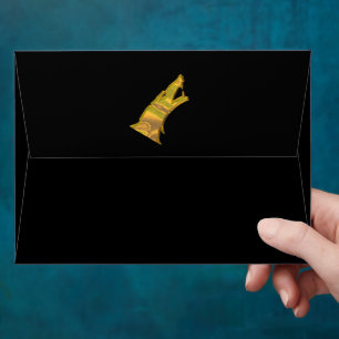 Golden Wolf Head black standard envelopes back