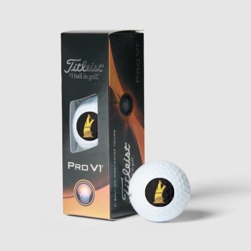 Golden Wolf Head black Titleist Pro V1 golf balls