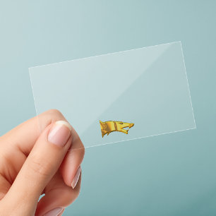 Golden Wolf Head clear business cards horiz small
