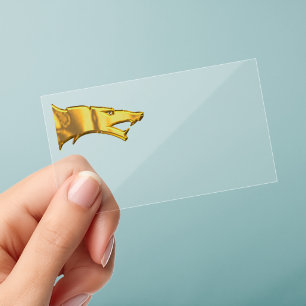 Golden Wolf Head clear business cards horizontal