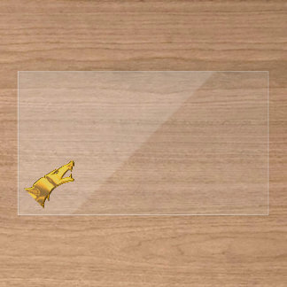 Golden Wolf Head clear business cards tilted small