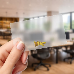 Golden Wolf Head frosted business cards horiz sm