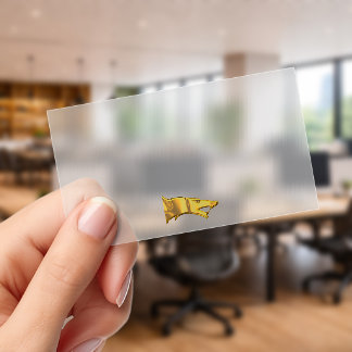 Golden Wolf Head frosted business cards horiz sm