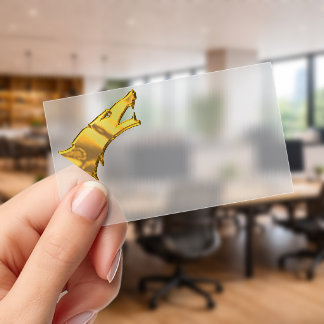 Golden Wolf Head frosted business cards tilted
