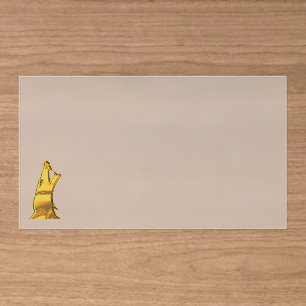 Golden Wolf Head frosted business cards vert small